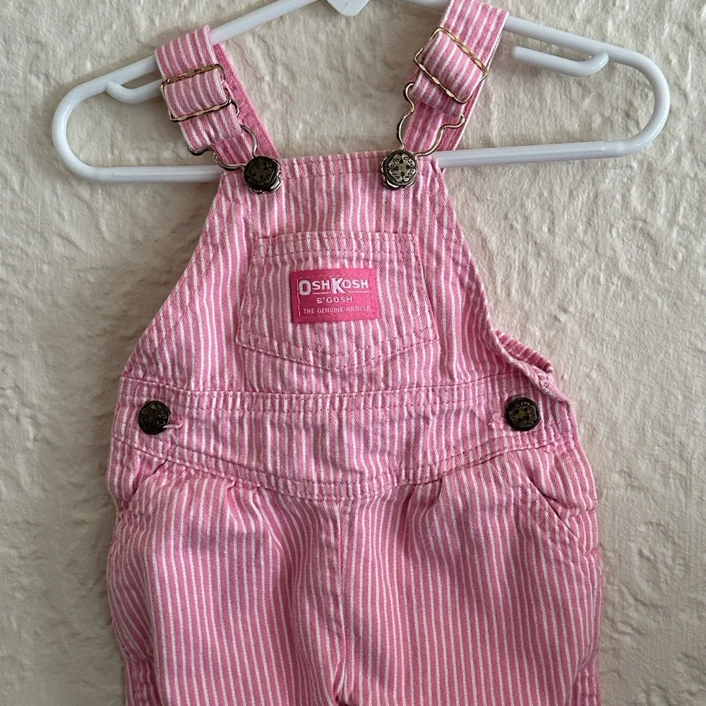 Oshkosh B’Gosh Pink White Stripe Vintage Overalls
